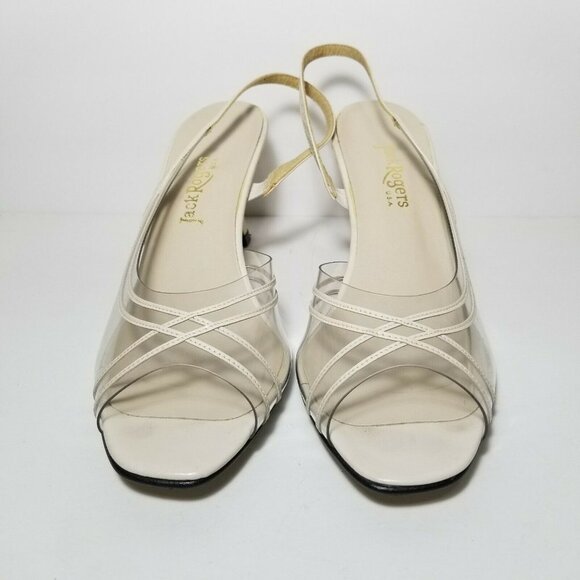 Vintage Jack Rogers Clear Straps Pumps Cream 8.5 - Picture 7 of 10